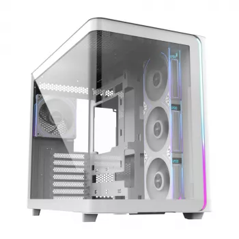 FSP M580-WP Plus korpusas Midi Tower mITX, mATX baltas ARGB, Midi Tower, PC, balta, ATX, micro ATX, Mini-ITX, stiklas, SPCC, 16 cm