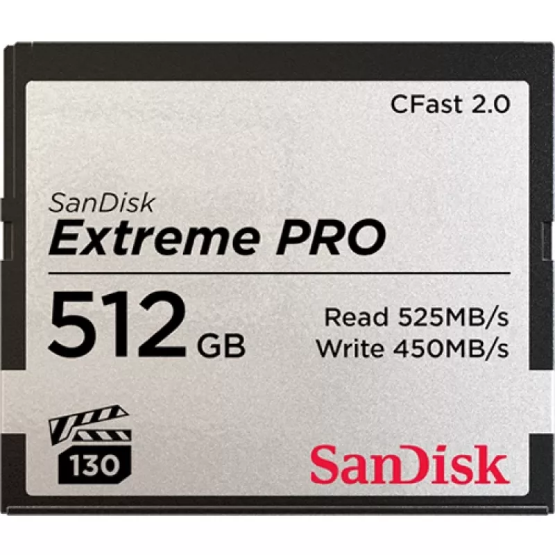 WESTERN DIGITAL SanDisk Extreme Pro Cfast 2.0 atminties kortelė 512GB - 525mb/s skaitymo greitis