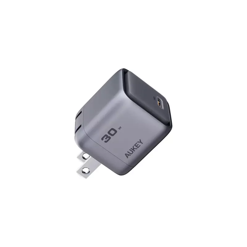 AUKEY Comet 30 W USB-C įkroviklis PA-C1, skirtas naudoti patalpoje, kintamoji srovė, mobiliesiems telefonams, pilkas