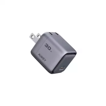 AUKEY Comet 30 W USB-C įkroviklis PA-C1, skirtas naudoti patalpoje, kintamoji srovė, mobiliesiems telefonams, pilkas