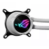 Skysčio aušinimo rinkinys ASUS ROG Strix LC III 360 ARGB White Edition — 360 mm radiatorius, 3x 120 mm ARGB ventiliatoriai, LCD ekranas, varinis pagrindas
