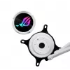 Skysčio aušinimo rinkinys ASUS ROG Strix LC III 360 ARGB White Edition — 360 mm radiatorius, 3x 120 mm ARGB ventiliatoriai, LCD ekranas, varinis pagrindas