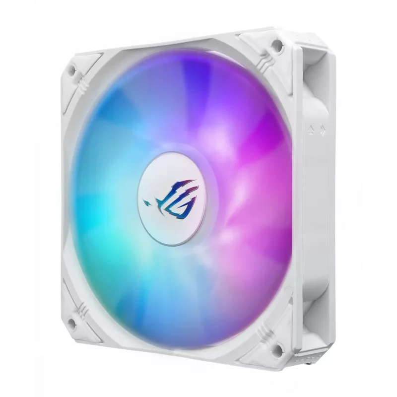Skysčio aušinimo rinkinys ASUS ROG Strix LC III 360 ARGB White Edition — 360 mm radiatorius, 3x 120 mm ARGB ventiliatoriai, LCD ekranas, varinis pagrindas