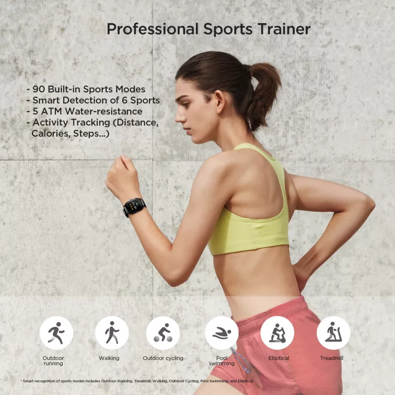 Amazfit GTS 2 4.19 cm (1.65 colio) AMOLED 43 mm Skaitmeninis 348 x 442 pikselių Liečiamas ekranas Juoda Wi-Fi GPS (palydovas)