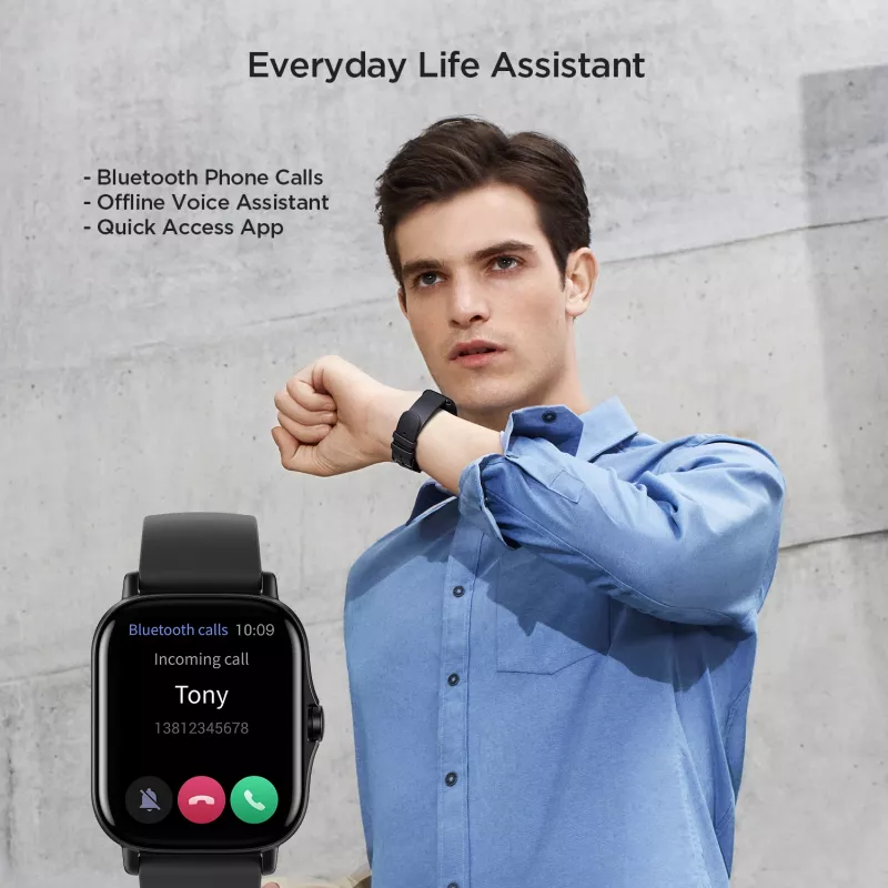 Amazfit GTS 2 4.19 cm (1.65 colio) AMOLED 43 mm Skaitmeninis 348 x 442 pikselių Liečiamas ekranas Juoda Wi-Fi GPS (palydovas)