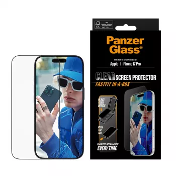 PanzerGlass ® Ekrano apsauga iPhone 17 Pro | Ultra-Wide Fit su FASTFIT IN-A-BOX