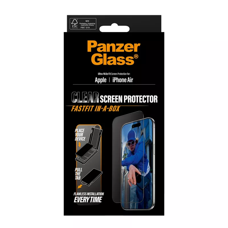 PanzerGlass ® Ekrano apsauga iPhone Air | Ultra-Wide Fit su FASTFIT IN-A-BOX
