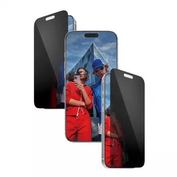 Ekrano apsauga PanzerGlass 2-Way Privacy, skirta iPhone 17 Pro Max — grūdintas stiklas, itin platus pritaikymas, EasyAligner