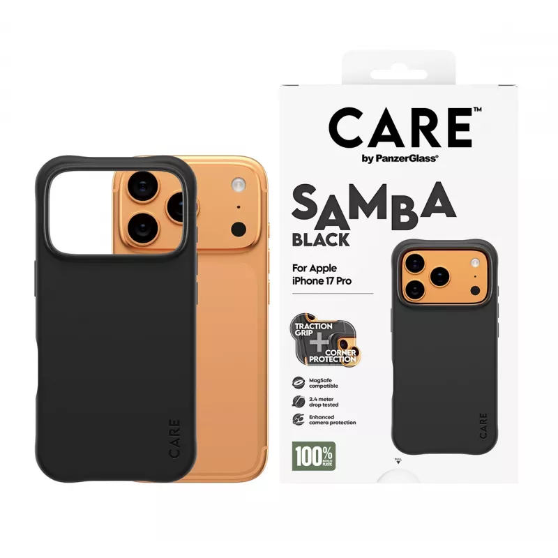 Dėklas PanzerGlass CARE by Fashionable Case Samba Black su MagSafe, skirtas iPhone 17 Pro