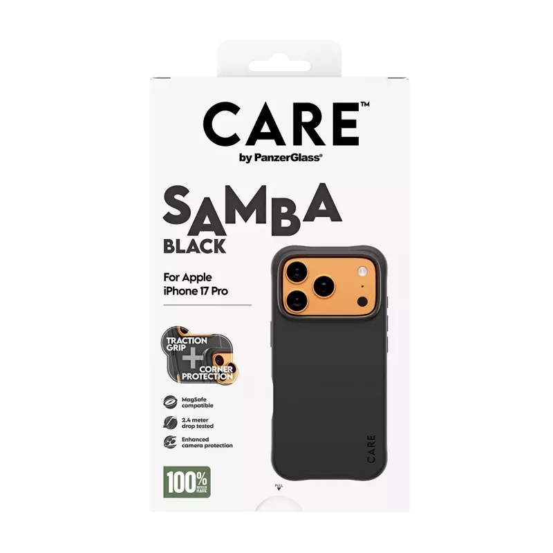 Dėklas PanzerGlass CARE by Fashionable Case Samba Black su MagSafe, skirtas iPhone 17 Pro
