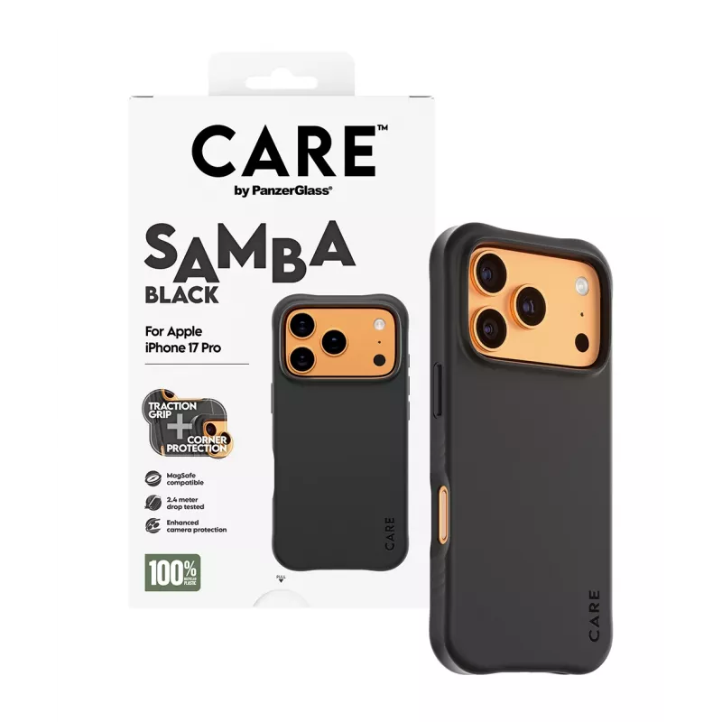 Dėklas PanzerGlass CARE by Fashionable Case Samba Black su MagSafe, skirtas iPhone 17 Pro