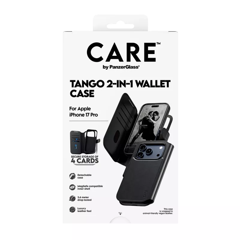 PanzerGlass CARE™ by ® Tango 2-in-1 piniginės dėklas su MagSafe, skirtas iPhone 17 Pro