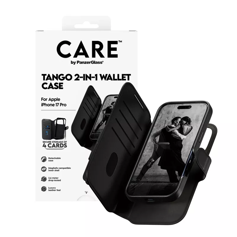 PanzerGlass CARE™ by ® Tango 2-in-1 piniginės dėklas su MagSafe, skirtas iPhone 17 Pro