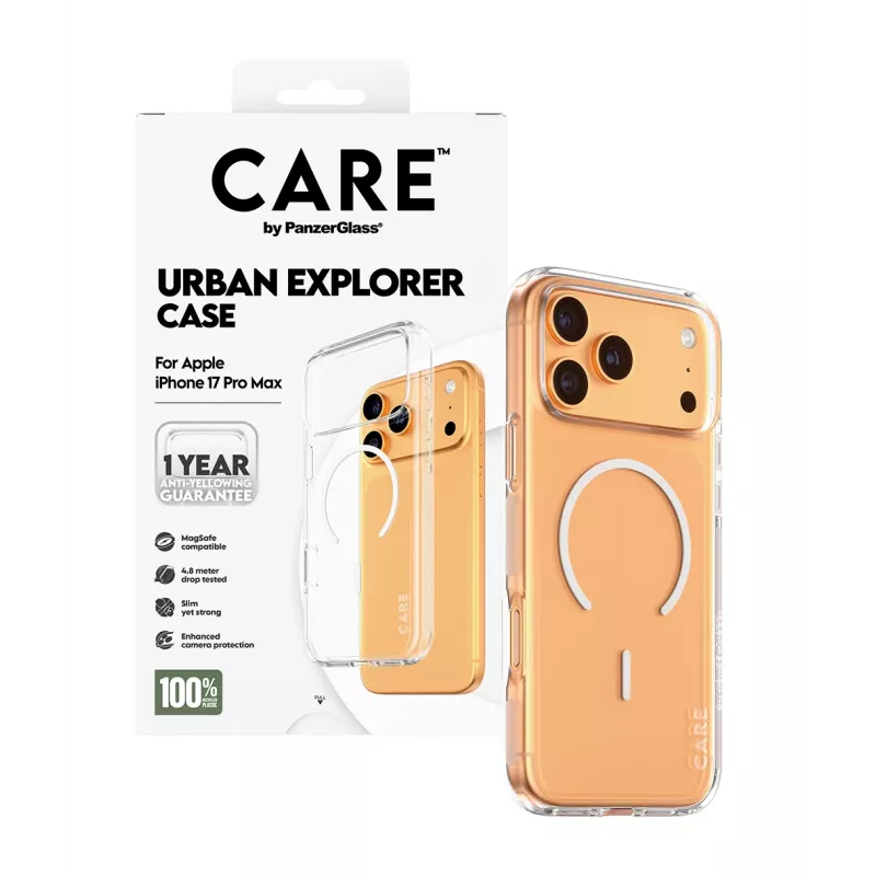 Dangtelis PanzerGlass CARE by Flagship Case Transparent Urban Explorer White MagSafe iPhone 17 Pro Max