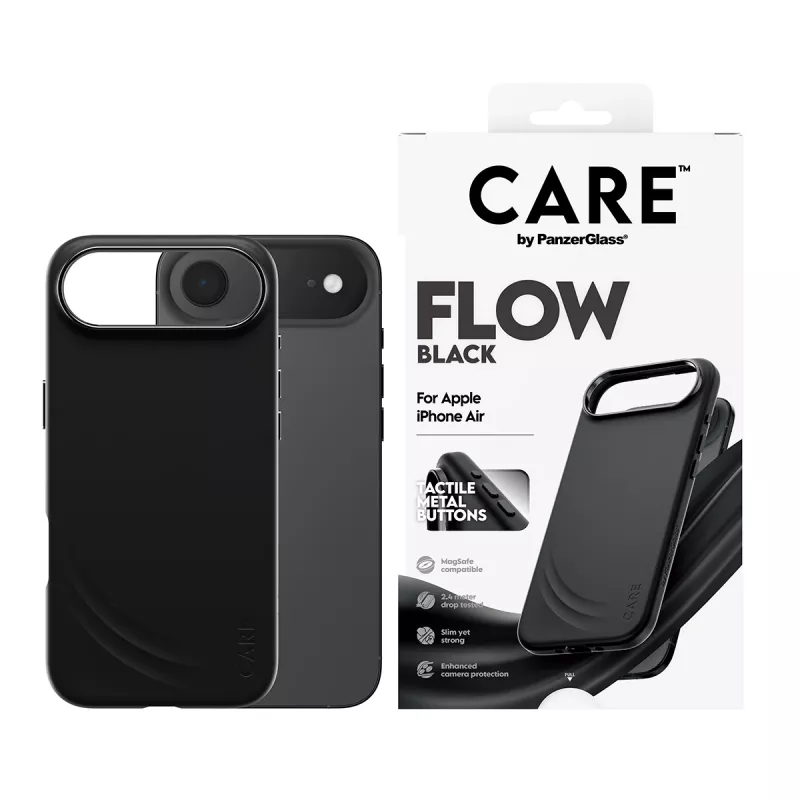 Apsauginis dėklas PanzerGlass CARE™ Flow Case Juoda su MagSafe, skirtas iPhone Air