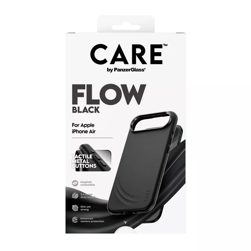 Apsauginis dėklas PanzerGlass CARE™ Flow Case Juoda su MagSafe, skirtas iPhone Air