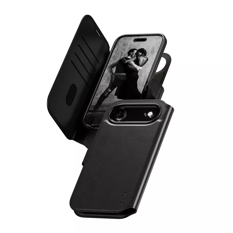 Piniginės dangtelio dėklas PanzerGlass CARE Tango 2-in-1 su MagSafe, skirtas iPhone Air — juodas
