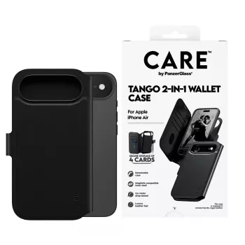 Piniginės dangtelio dėklas PanzerGlass CARE Tango 2-in-1 su MagSafe, skirtas iPhone Air — juodas