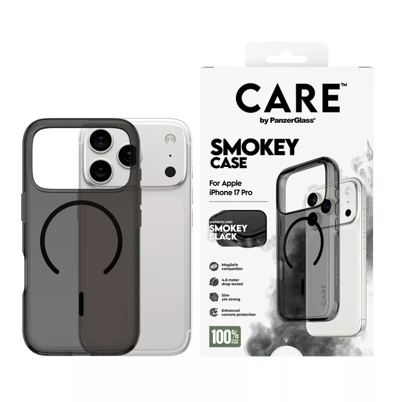 Apsauginis dėklas PanzerGlass CARE™ Urban Explorer Smokey su juodu MagSafe, skirtas iPhone 17 Pro (TPU, juoda)