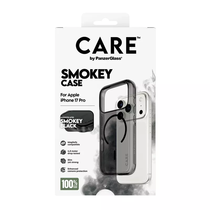 Apsauginis dėklas PanzerGlass CARE™ Urban Explorer Smokey su juodu MagSafe, skirtas iPhone 17 Pro (TPU, juoda)