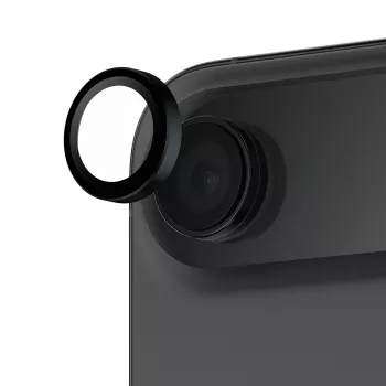 Fotoaparato objektyvo apsauginis stiklas PanzerGlass Hoops, skirtas iPhone Air — grūdintas stiklas, juodas, atsparus įbrėžimams ir smūgiams