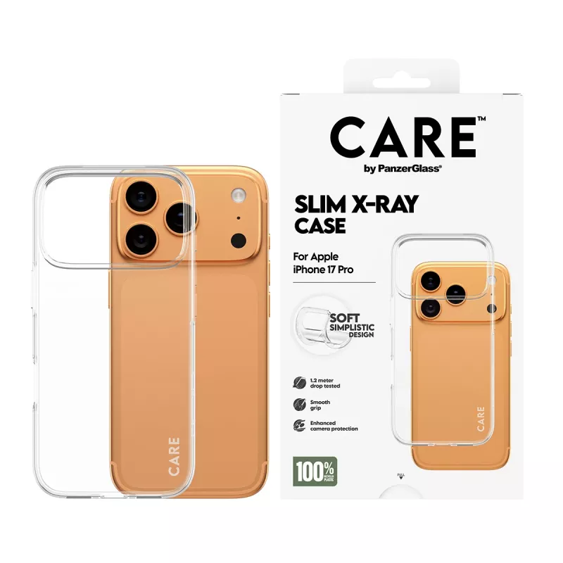 Apsauginis telefono dėklas PanzerGlass CARE madingas dėklas Transparent X‑Ray Soft Basic, skirtas iPhone 17 Pro