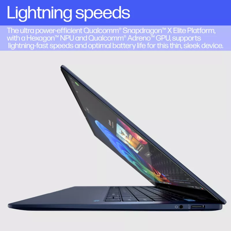HP EliteBook Ultra G1q AI PC Copilot+ PC Snapdragon X1E-78-100 nešiojamas kompiuteris 35,6 cm (14 colių) jutiklinis ekranas 2.2K 16 GB LPDDR5x-SDRAM 512 GB SSD Wi-Fi 6E (802.11ax) Windows 11 Pro mėlyna