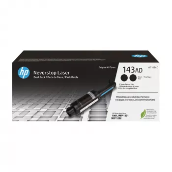 HP 143AD Dvigubas juodos spalvos originalus Neverstop tonerio papildymo rinkinys