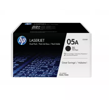 HP 05A 2 vnt. pakuotėje Juodas Originalius LaserJet Tonerio Kasetės, 4600 puslapių, Juoda, 2 vnt.