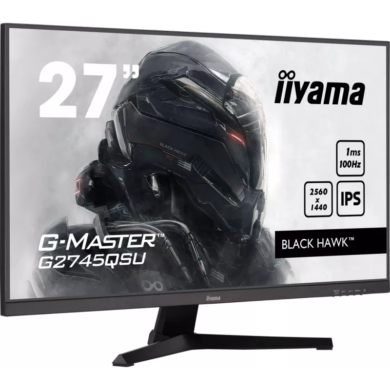 27 colių IIYAMA G-MASTER G2745QSU-B2 žaidimų monitorius, 2560×1440 WQHD, IPS, 100 Hz, 1 ms, HDMI/DP, USB 3.2 šakotuvas, garsiakalbiai, VESA