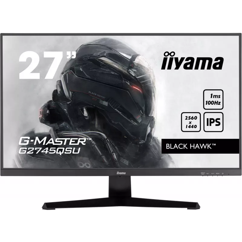 27 colių IIYAMA G-MASTER G2745QSU-B2 žaidimų monitorius, 2560×1440 WQHD, IPS, 100 Hz, 1 ms, HDMI/DP, USB 3.2 šakotuvas, garsiakalbiai, VESA