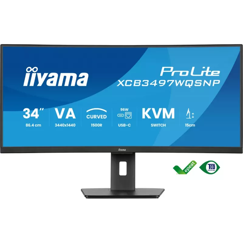 iiyama ProLite XCB3497WQSNP-B1 kompiuterio monitorius 86,4 cm (34 colių) 3440 x 1440 pikselių „UltraWide Quad HD“ LED juodas