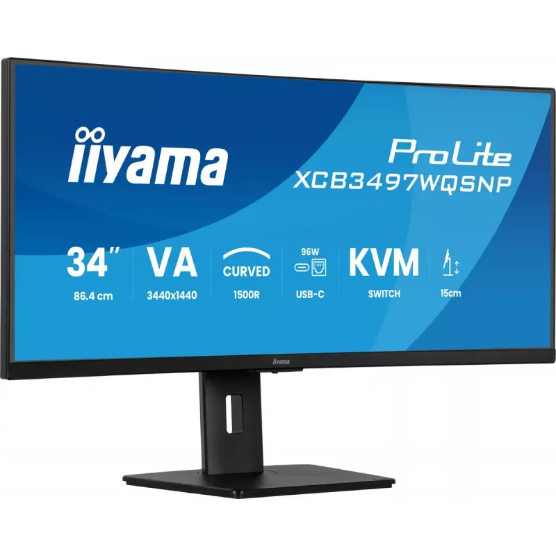 iiyama ProLite XCB3497WQSNP-B1 kompiuterio monitorius 86,4 cm (34 colių) 3440 x 1440 pikselių „UltraWide Quad HD“ LED juodas