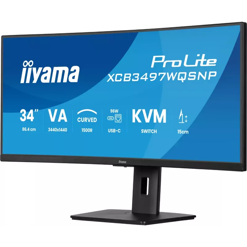 iiyama ProLite XCB3497WQSNP-B1 kompiuterio monitorius 86,4 cm (34 colių) 3440 x 1440 pikselių „UltraWide Quad HD“ LED juodas