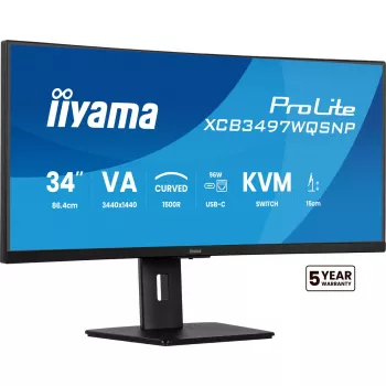 iiyama ProLite XCB3497WQSNP-B1 kompiuterio monitorius 86,4 cm (34 colių) 3440 x 1440 pikselių „UltraWide Quad HD“ LED juodas