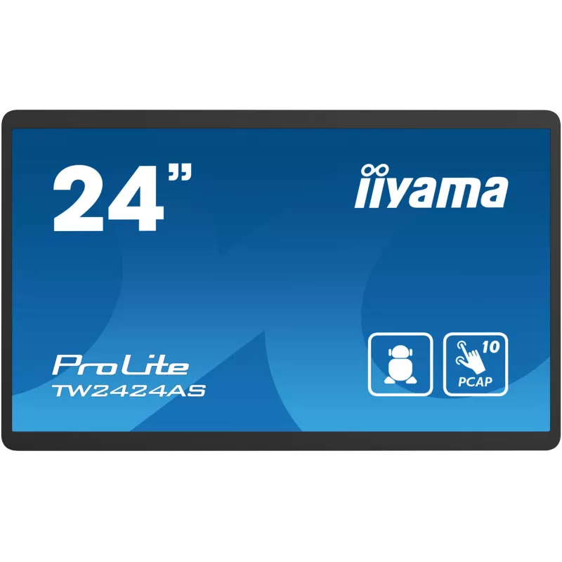 iiyama TW2424AS-B1 Skelbimų ekranas Skaitmeninis skelbimų plokščiasis ekranas 60,5 cm (23,8 colio) Wi-Fi 250 cd/m² 4K Ultra HD Juodas Liečiamas ekranas Įmontuotas procesorius Android 24/7