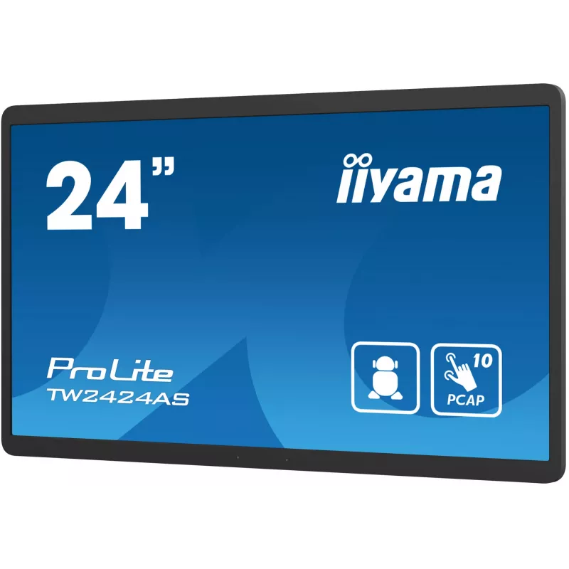 iiyama TW2424AS-B1 Skelbimų ekranas Skaitmeninis skelbimų plokščiasis ekranas 60,5 cm (23,8 colio) Wi-Fi 250 cd/m² 4K Ultra HD Juodas Liečiamas ekranas Įmontuotas procesorius Android 24/7