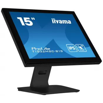 iiyama ProLite T1532MSC-B1S kompiuterio monitorius 38,1 cm (15 colių) 1024 x 768 pikselių XGA LCD jutiklinis ekranas Juoda