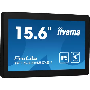 iiyama ProLite TF1633MSC-B1 kompiuterio monitorius 39,6 cm (15,6 colio) 1920 x 1080 pikselių Full HD jutiklinis ekranas juodas
