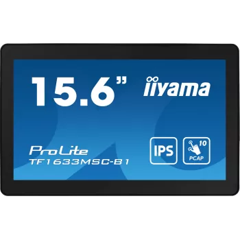 iiyama ProLite TF1633MSC-B1 kompiuterio monitorius 39,6 cm (15,6 colio) 1920 x 1080 pikselių Full HD jutiklinis ekranas juodas