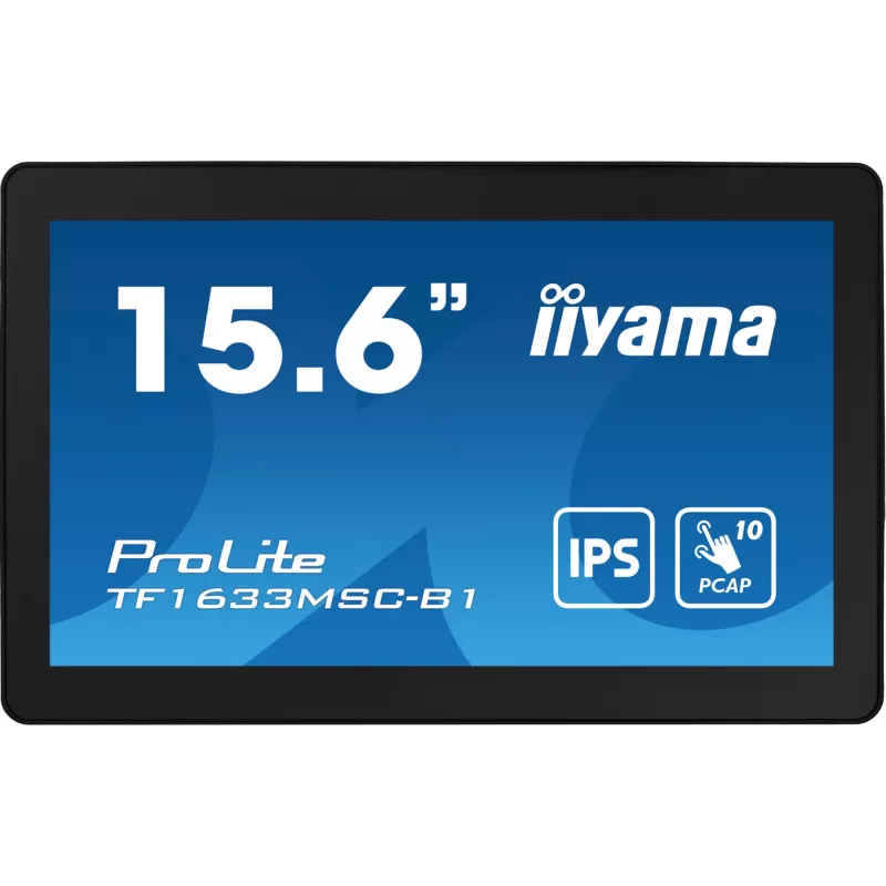 iiyama ProLite TF1633MSC-B1 kompiuterio monitorius 39,6 cm (15,6 colio) 1920 x 1080 pikselių Full HD jutiklinis ekranas juodas