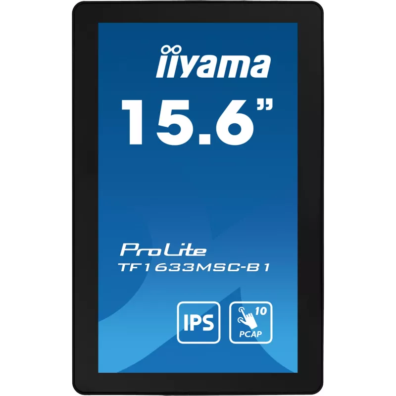 iiyama ProLite TF1633MSC-B1 kompiuterio monitorius 39,6 cm (15,6 colio) 1920 x 1080 pikselių Full HD jutiklinis ekranas juodas