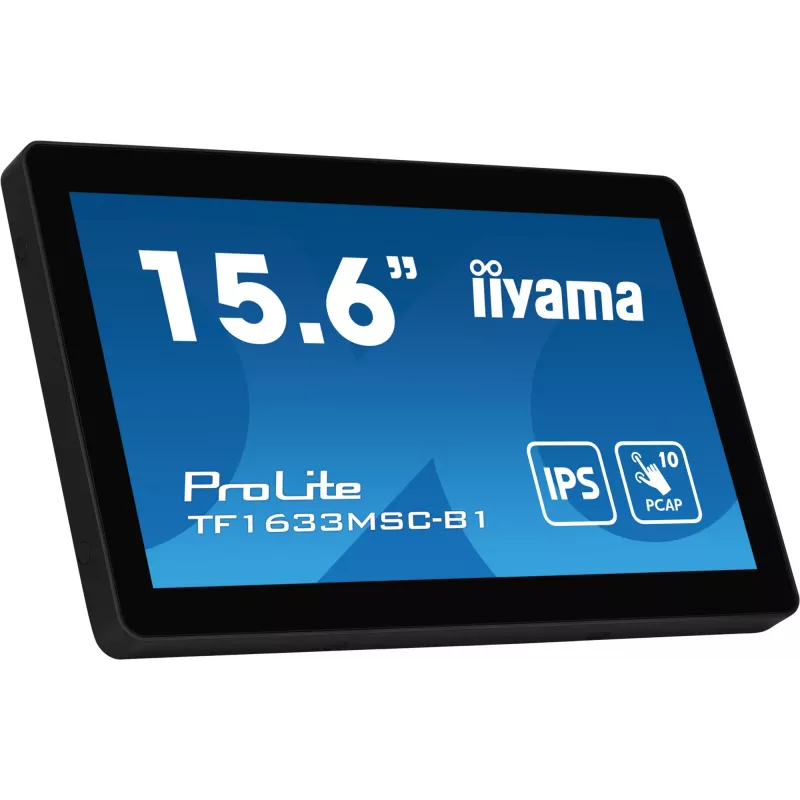 iiyama ProLite TF1633MSC-B1 kompiuterio monitorius 39,6 cm (15,6 colio) 1920 x 1080 pikselių Full HD jutiklinis ekranas juodas