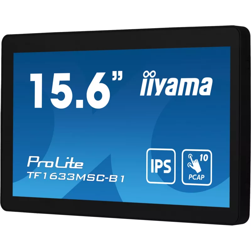 iiyama ProLite TF1633MSC-B1 kompiuterio monitorius 39,6 cm (15,6 colio) 1920 x 1080 pikselių Full HD jutiklinis ekranas juodas