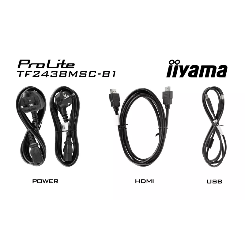 iiyama TF2438MSC-B1 kompiuterio monitorius 60,5 cm (23,8 col.) 1920 x 1080 pikselių Full HD LED jutiklinis ekranas Juoda