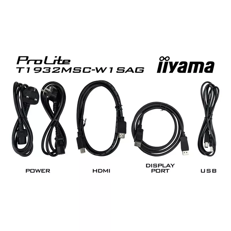 iiyama ProLite T1932MSC-W1SAG kompiuterio monitorius 48,3 cm (19 colių) 1280 x 1024 pikseliai Full HD LED jutiklinis ekranas stalinis baltas