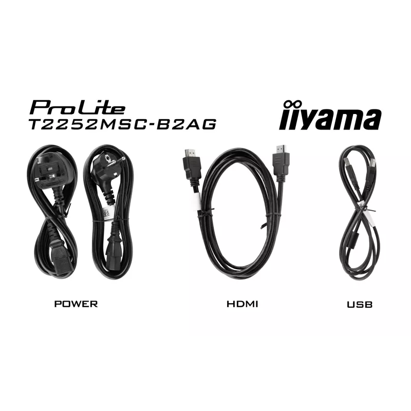 iiyama ProLite T2252MSC-B2AG kompiuterio monitorius 54,6 cm (21,5 col.) 1920 x 1080 pikselių Full HD LCD jutiklinis ekranas Juoda