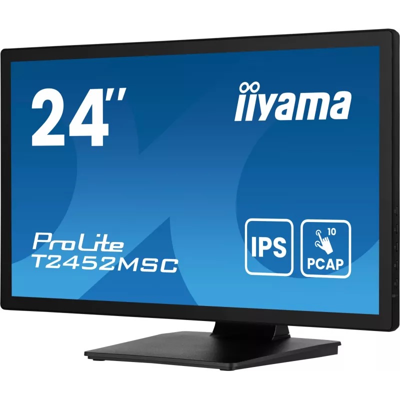 iiyama ProLite T2452MSC-B1AG kompiuterio monitorius 60,5 cm (23,8 colio) 1920 x 1080 pikselių Full HD LED jutiklinis ekranas Juoda