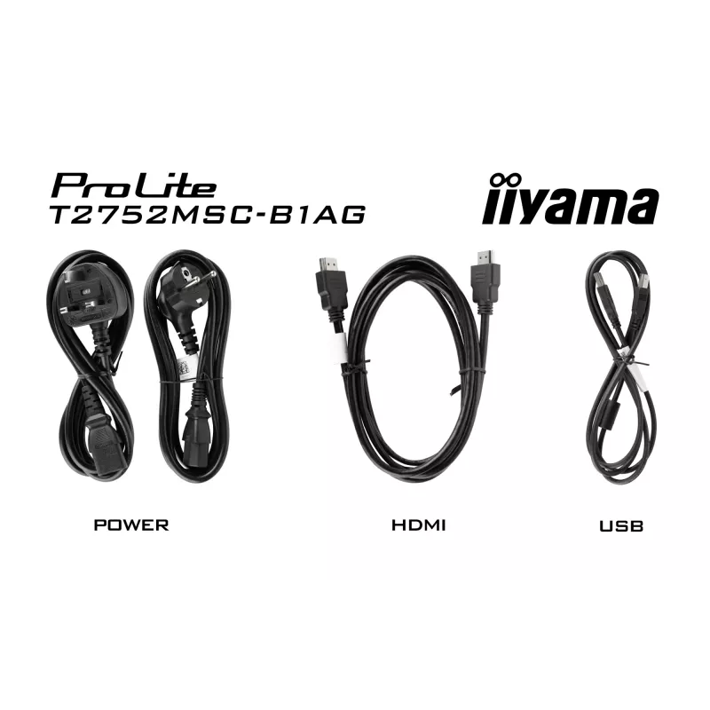iiyama ProLite T2752MSC-B1AG kompiuterio monitorius 68,6 cm (27 colių) 1920 x 1080 pikselių Full HD LED jutiklinis ekranas Juodas