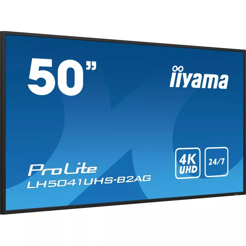 „iiyama LH5041UHS-B2AG“ reklaminis ekranas Skaitmeninis reklaminis plokščiasis ekranas 127 cm (50 colių) LCD 500 cd/m² 4K Ultra HD juodas 24/7